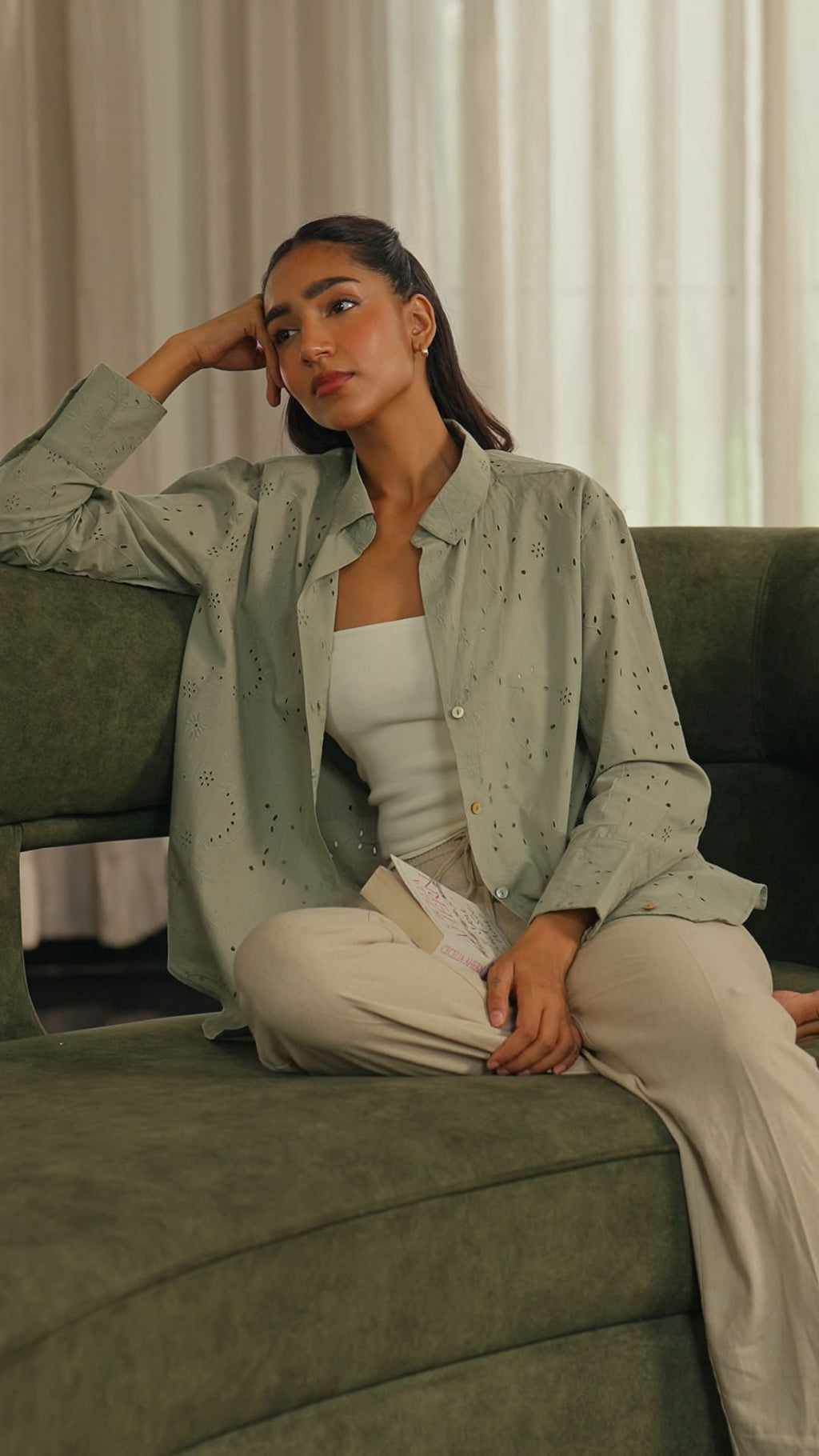 Schiffli fabric shirt