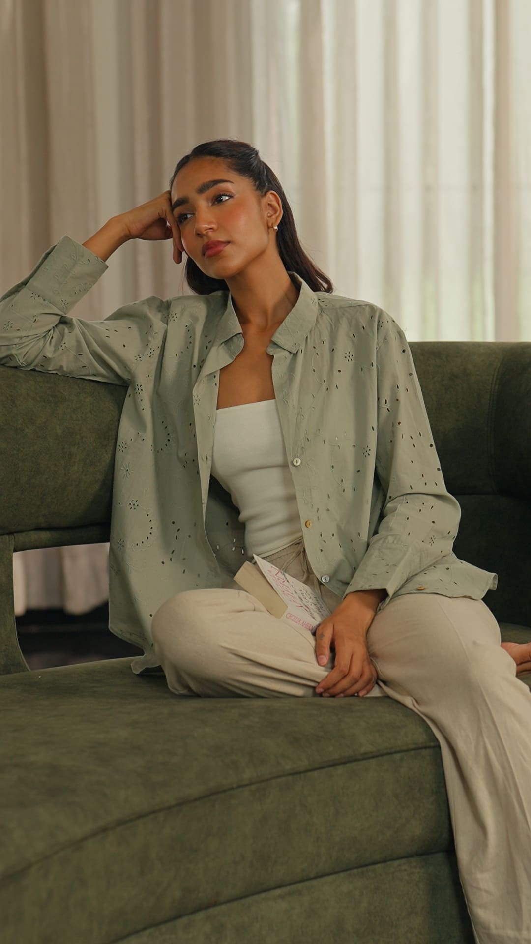 Schiffli fabric shirt