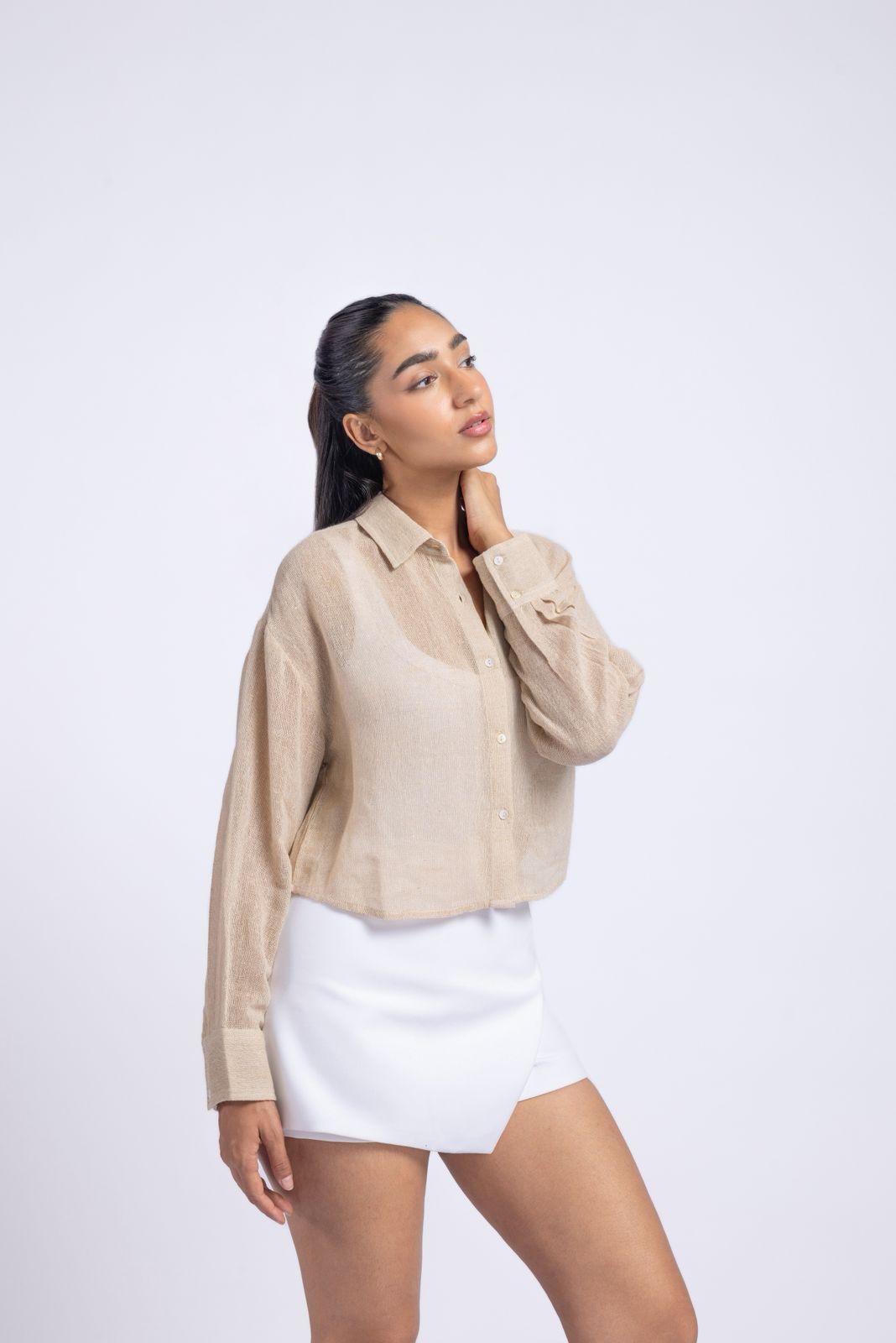 Natural jute fabric shirt