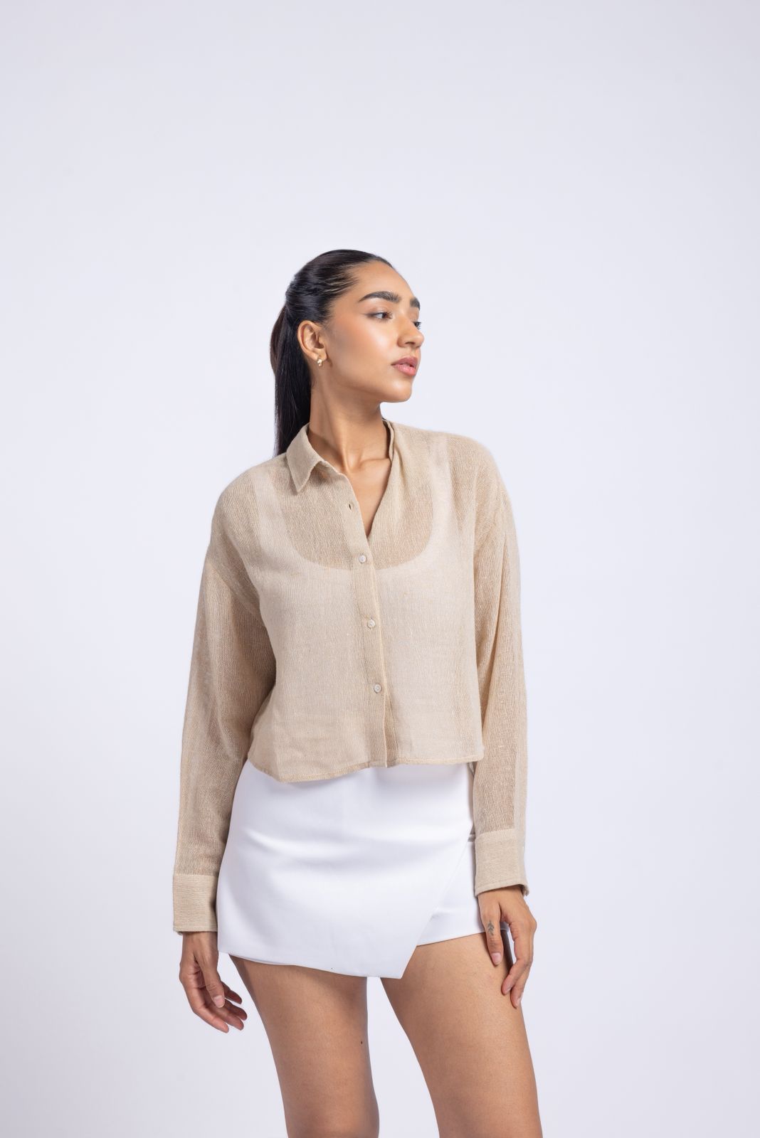 Natural jute fabric shirt