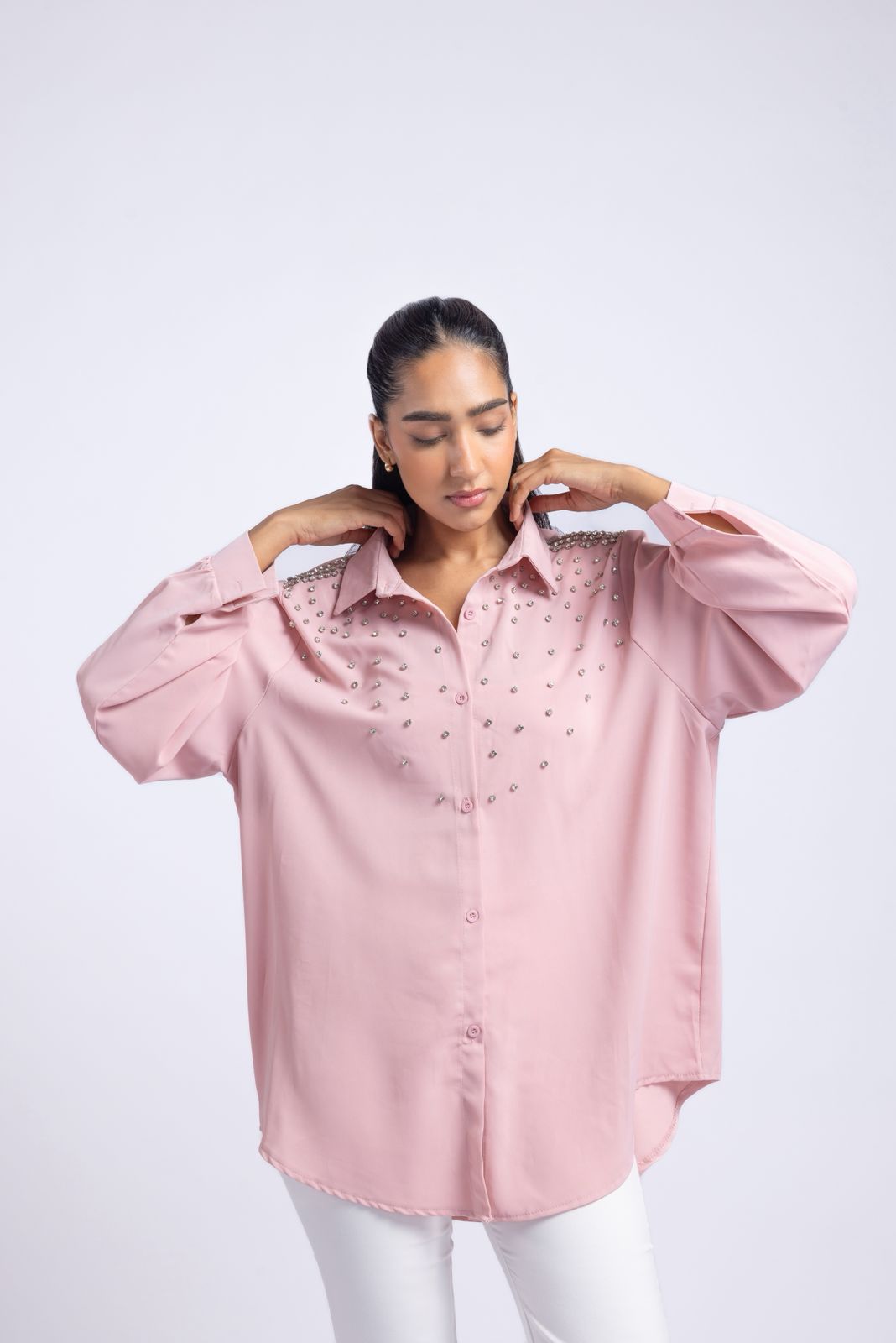 Rayon Shirt with Stone Work