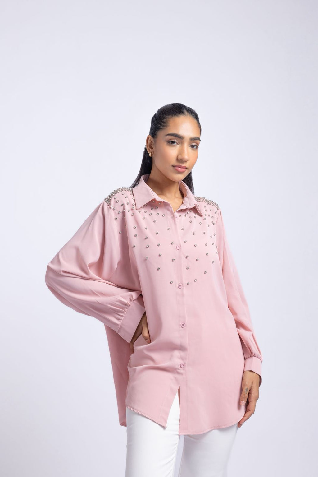 Rayon Shirt with Stone Work