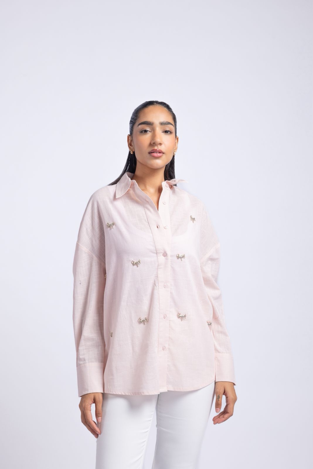 Cotton flex shirt with embellishments