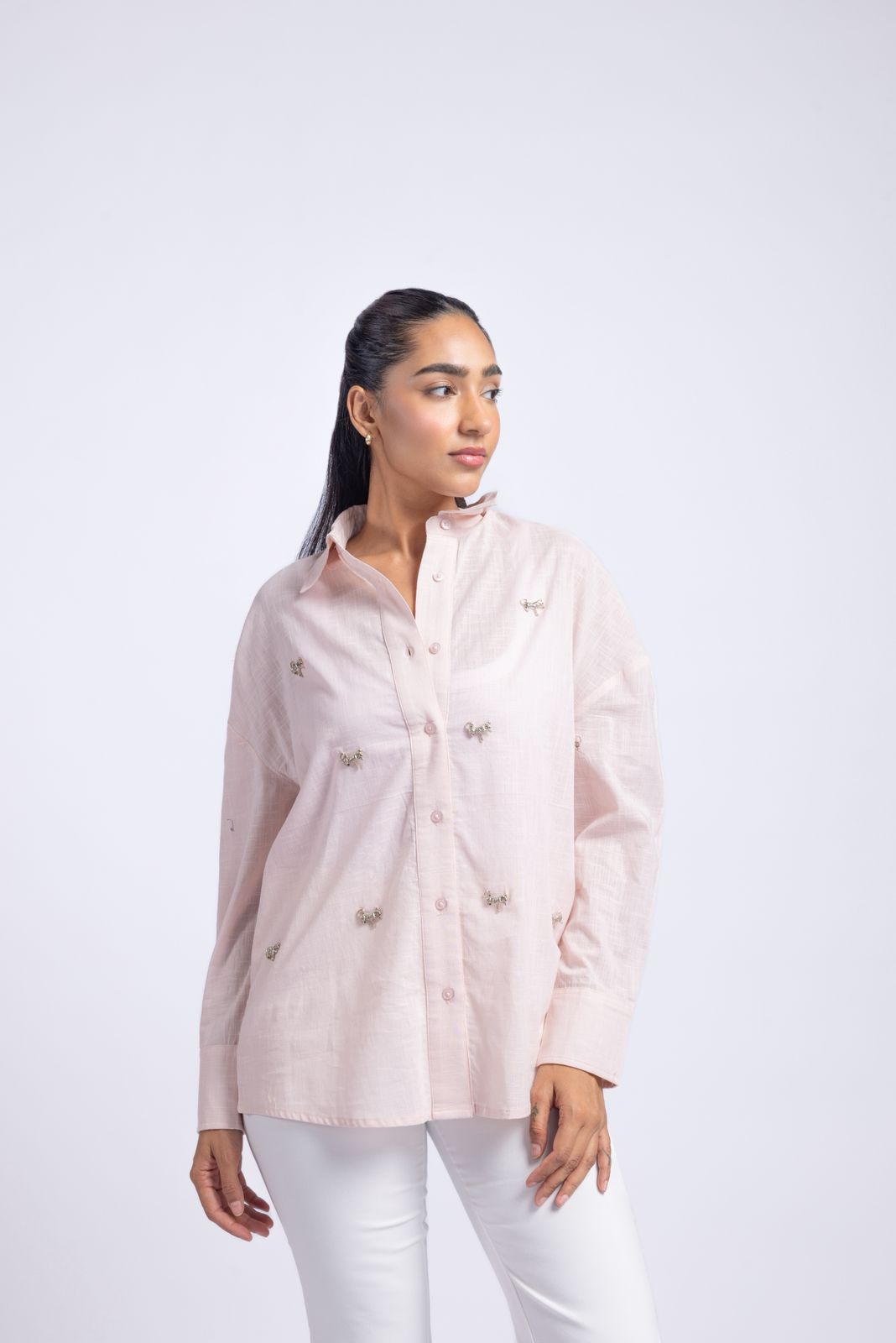 Cotton flex shirt with embellishments