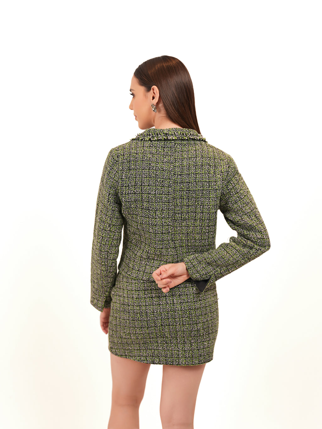 Tweed Double Breasted Blazer  With Skirt