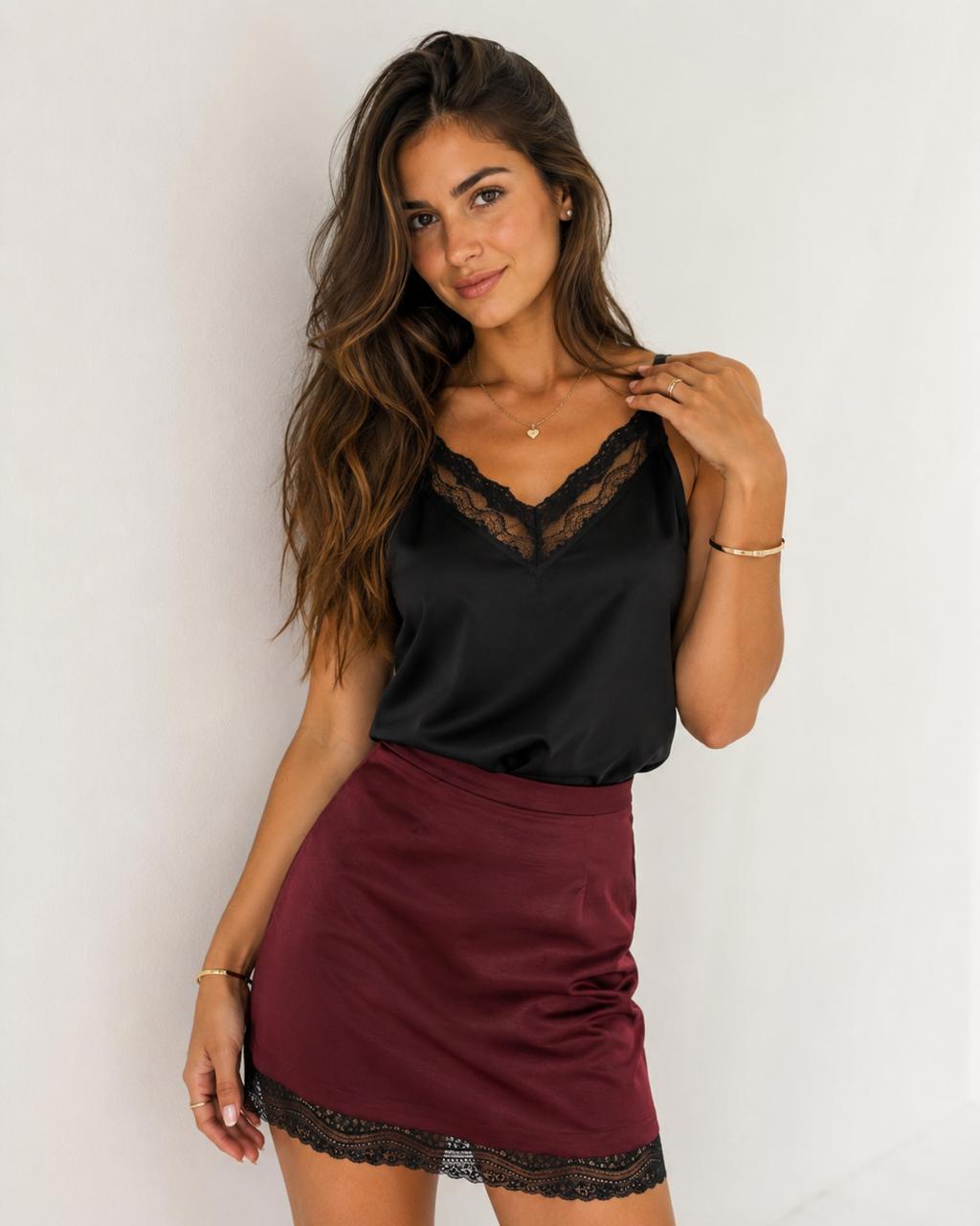 Silk Cami with Silk Skirt Set