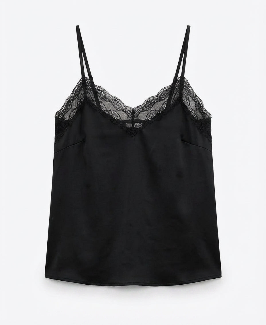 Satin Silk Cami with Lace