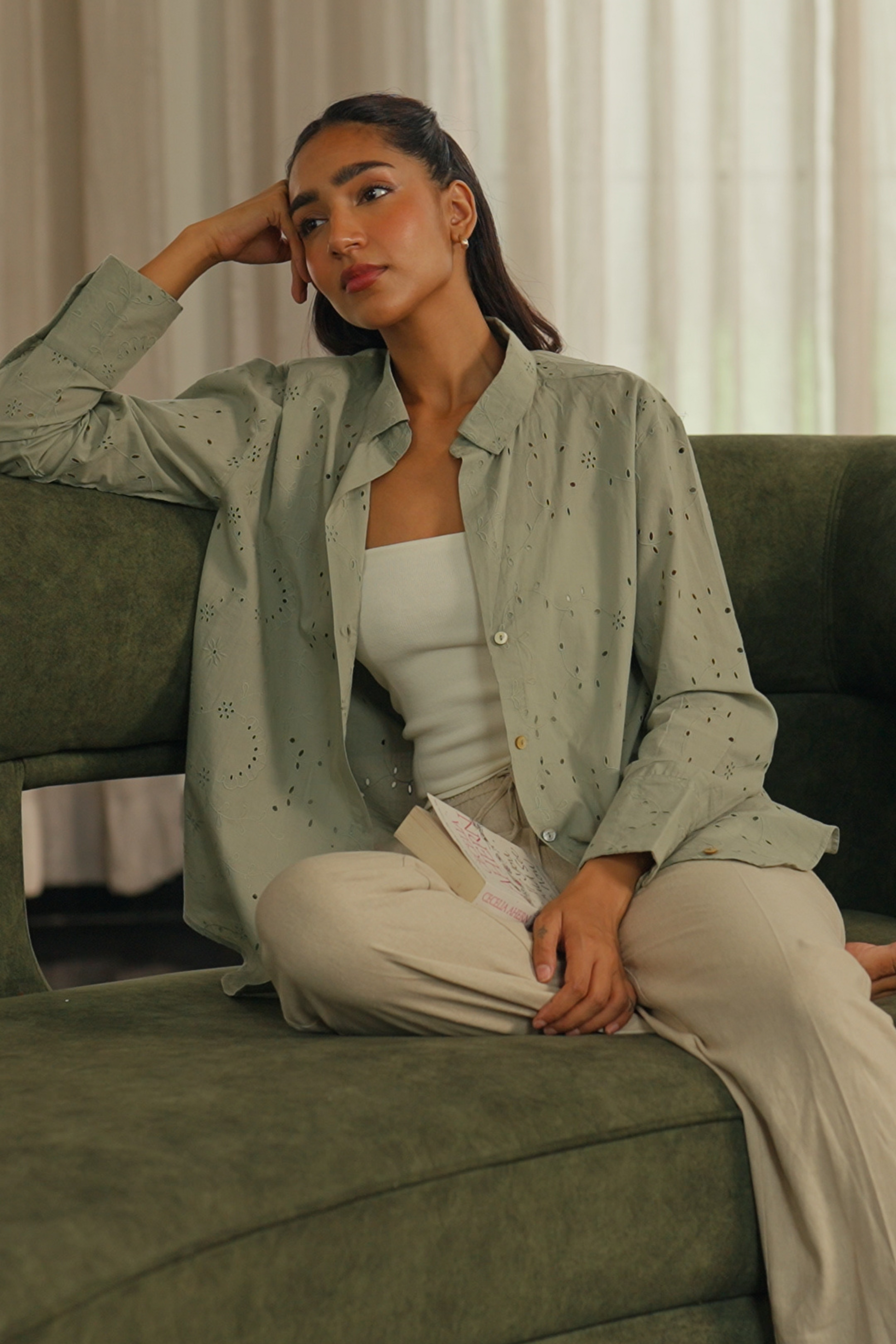 Schiffli fabric shirt