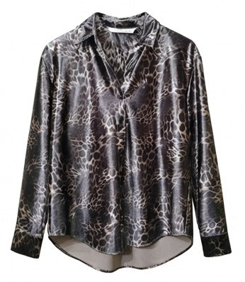 Leopard-print button-down shirt