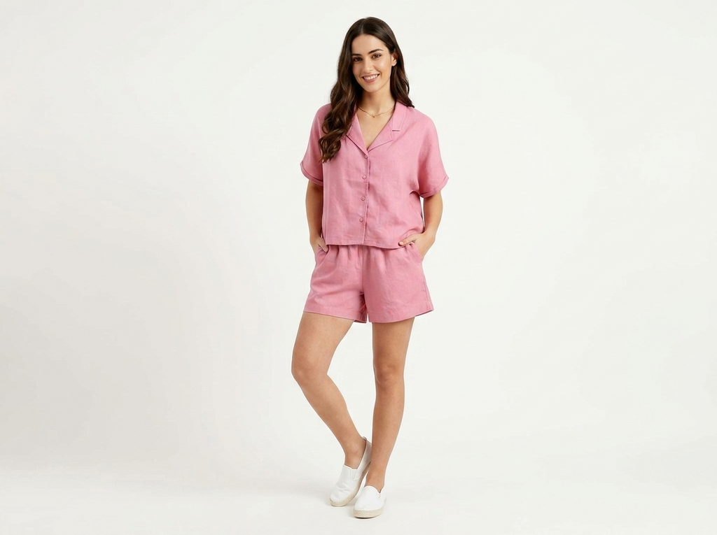 Pink Cotton Summer Co-ord Set