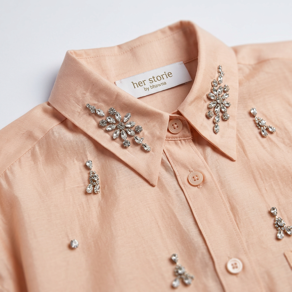 Cotton Silk Stone work Shirt