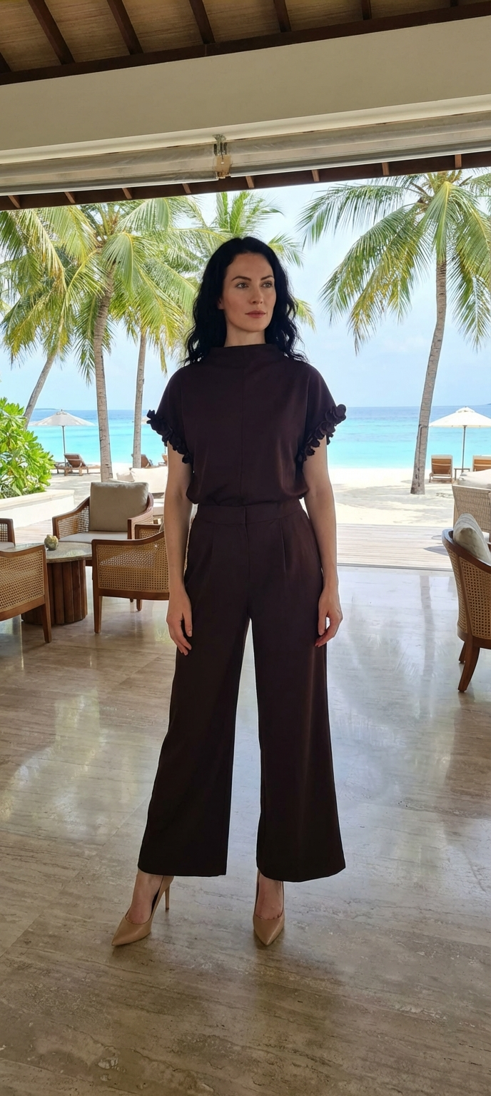 Brown Drop Shoulder top