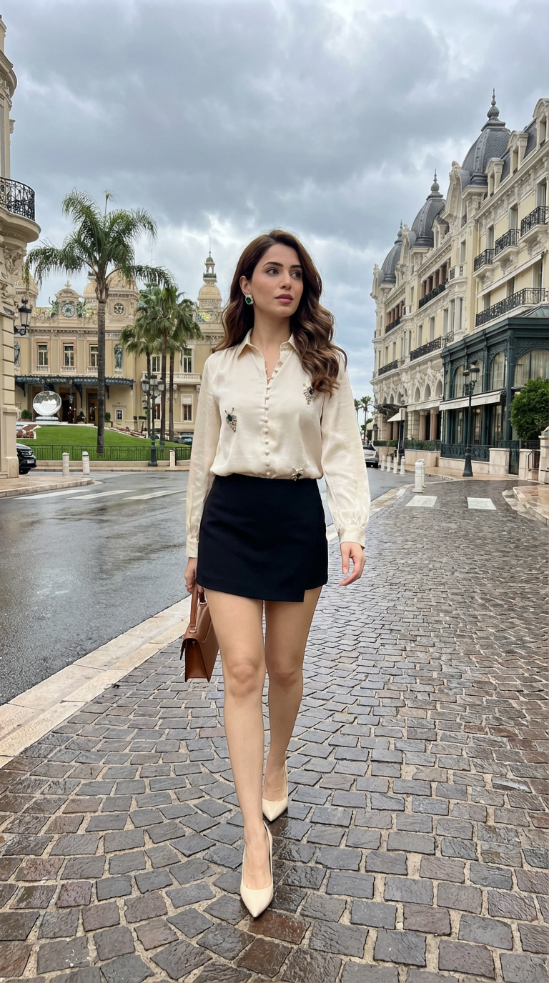 Silk Satin Shirt with hand work